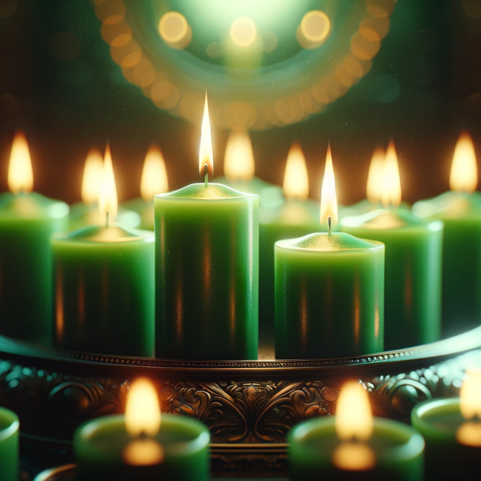 Green candles for spirituality