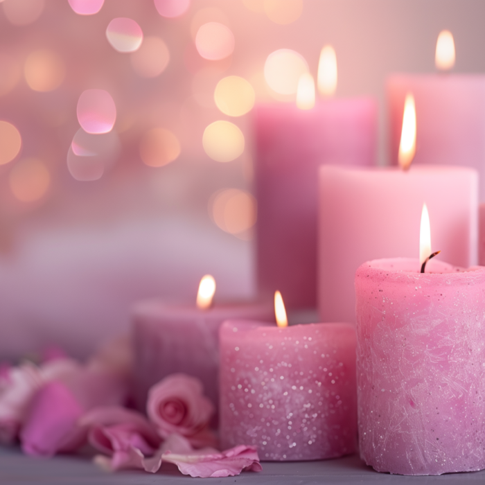 Various sizes of pink candles